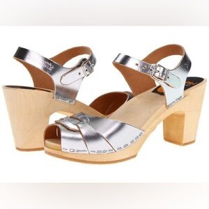 Swedish Hasbeens Silver Leather Mirja